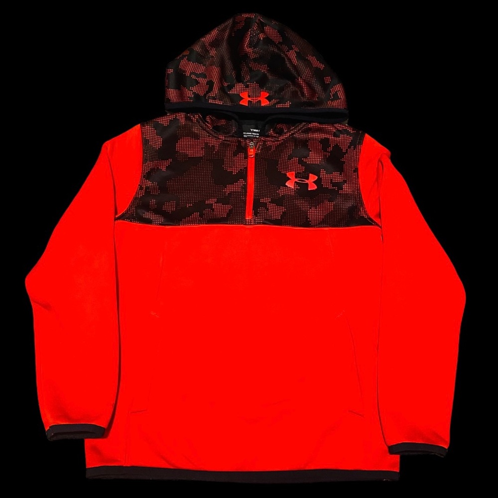 Under Armour Storm Coldgear Boys Size YMD Red Fleece Hoodie Sweater - Picture 3 of 6